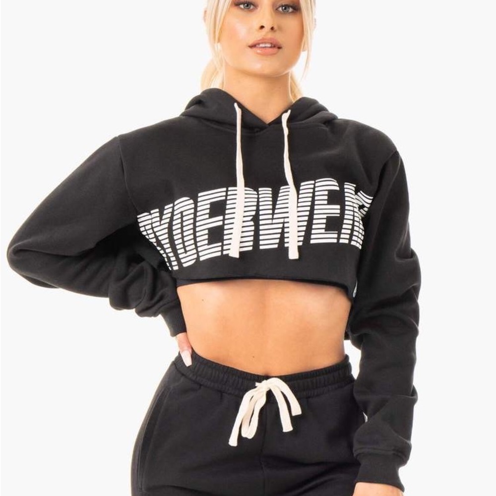 RYDERWEAR Block Cropped Oversized Hoodie - BLACK M